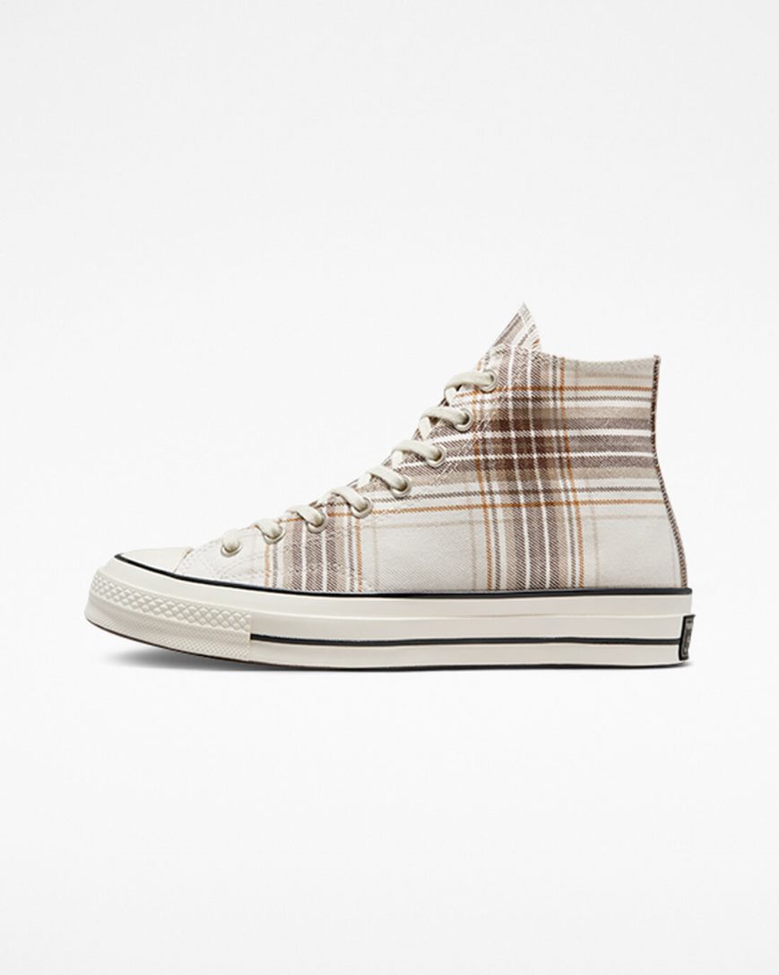 Women's Converse Chuck 70 Tartan High Top Shoes Beige / Black | AU 8360EE